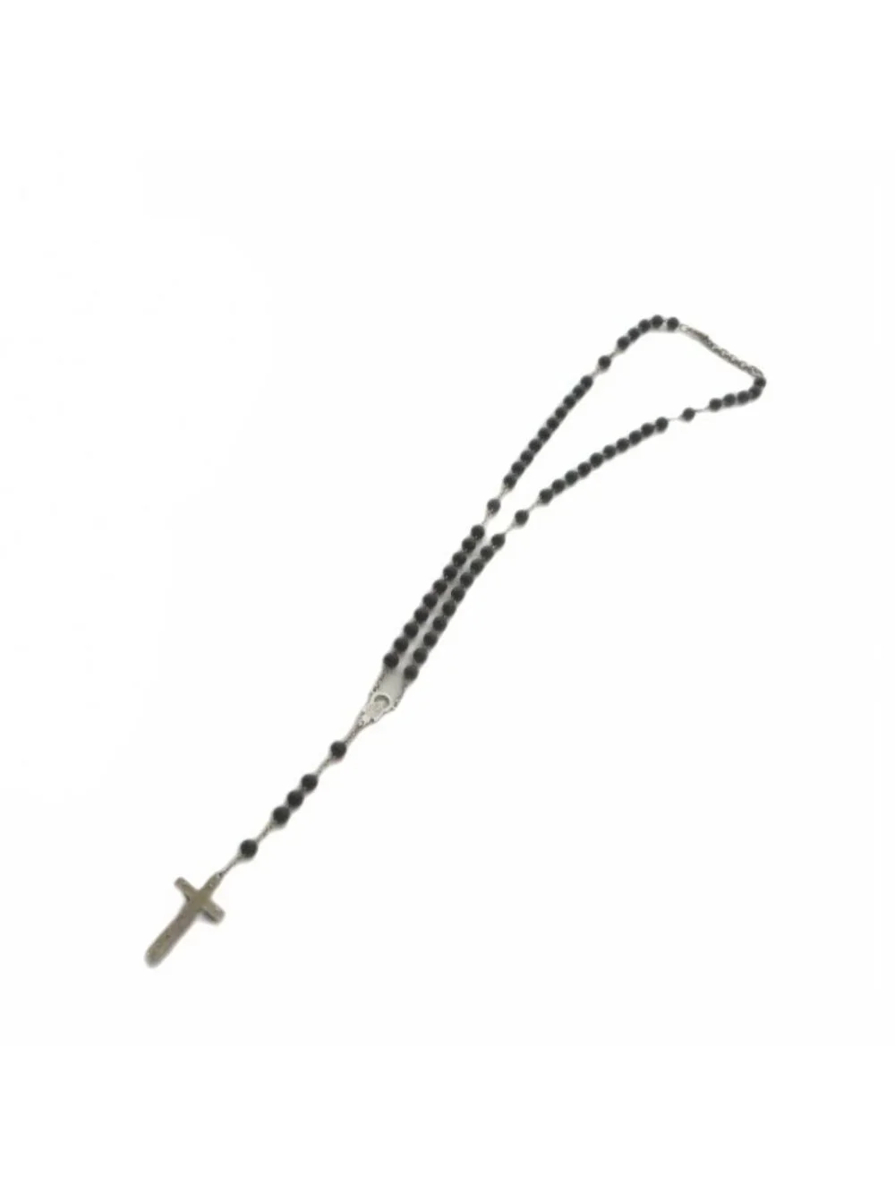 Dolce & Gabbana Rosary Necklace Long Pendant Cross Black